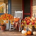 thumbnail image 3 of Scidweet Artificial Fall Flowers, 2Pcs Faux Fake Petunias Silk Flowers Plants Fall Decorations for Home Outdoor Garden Balcony Yard Front Porch Indoor Decor, Orange White Red, 3 of 7