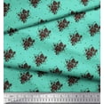 thumbnail image 3 of Soimoi Green Silk Fabric Geometric & Rose Floral Print Sewing Fabric 1 Yard 44 Inch Wide, 3 of 3