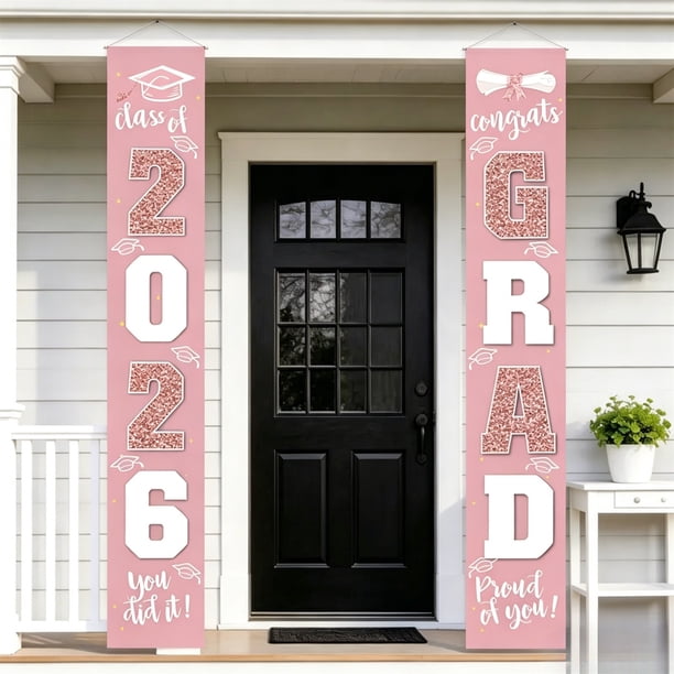 Graduation Decorations 2026 Porch Banner, Congrats Grad Class of 2026 Banner , 2026 Graduation Decorations for Door and Porch Class of 2026 Party plies