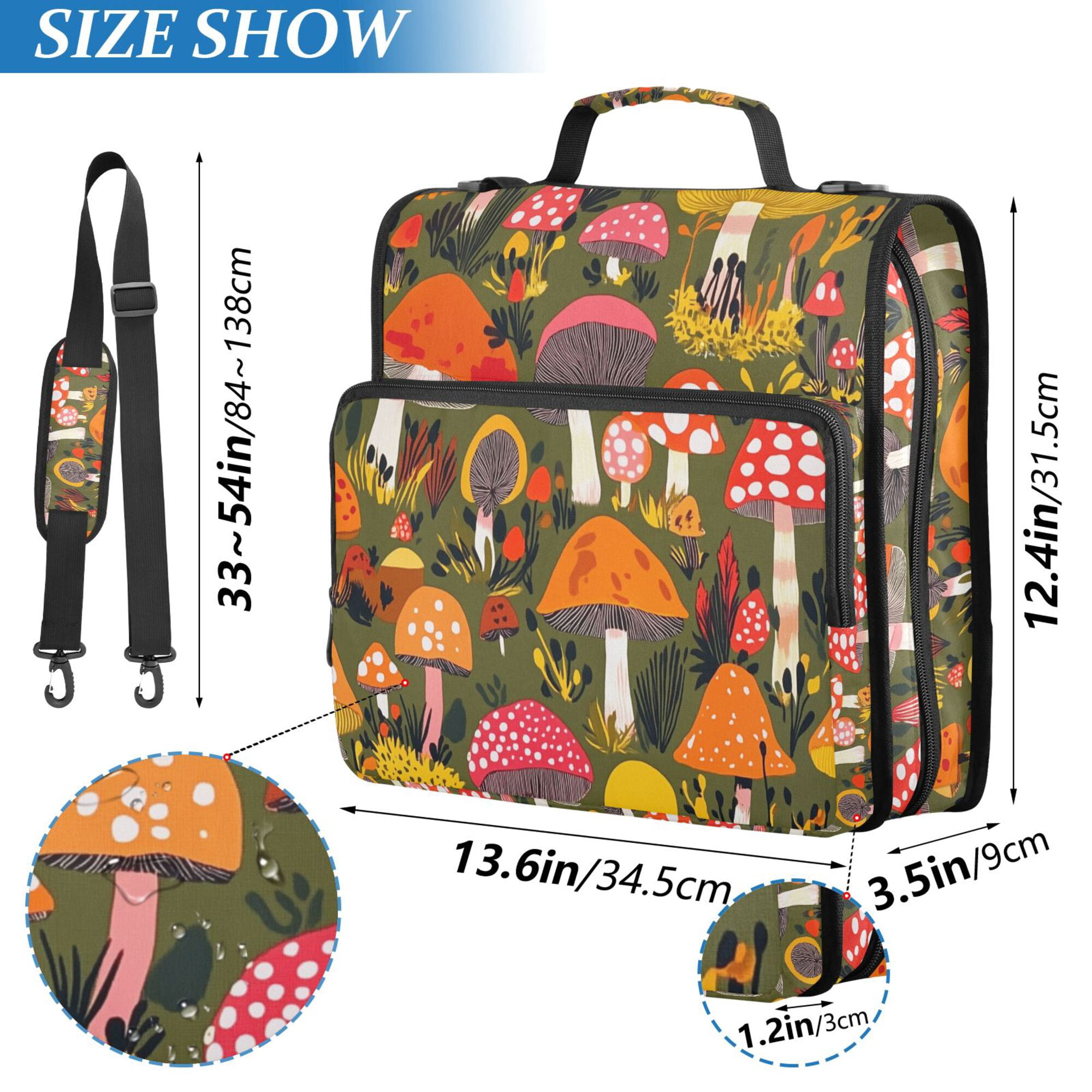 FORMRS Zipper Binder with Shoulder Strap 2-inch Ring 500 Sheet Capacity File Bag, Vibrant Mushroom