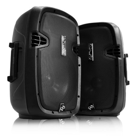 Pyle PPHP1249KT - Active + Passive PA Speaker System Kit - Dual Loudspeaker Sound Package, 12'' Subwoofers, Bluetooth Wireless Streaming, Includes (2) Speaker Stands