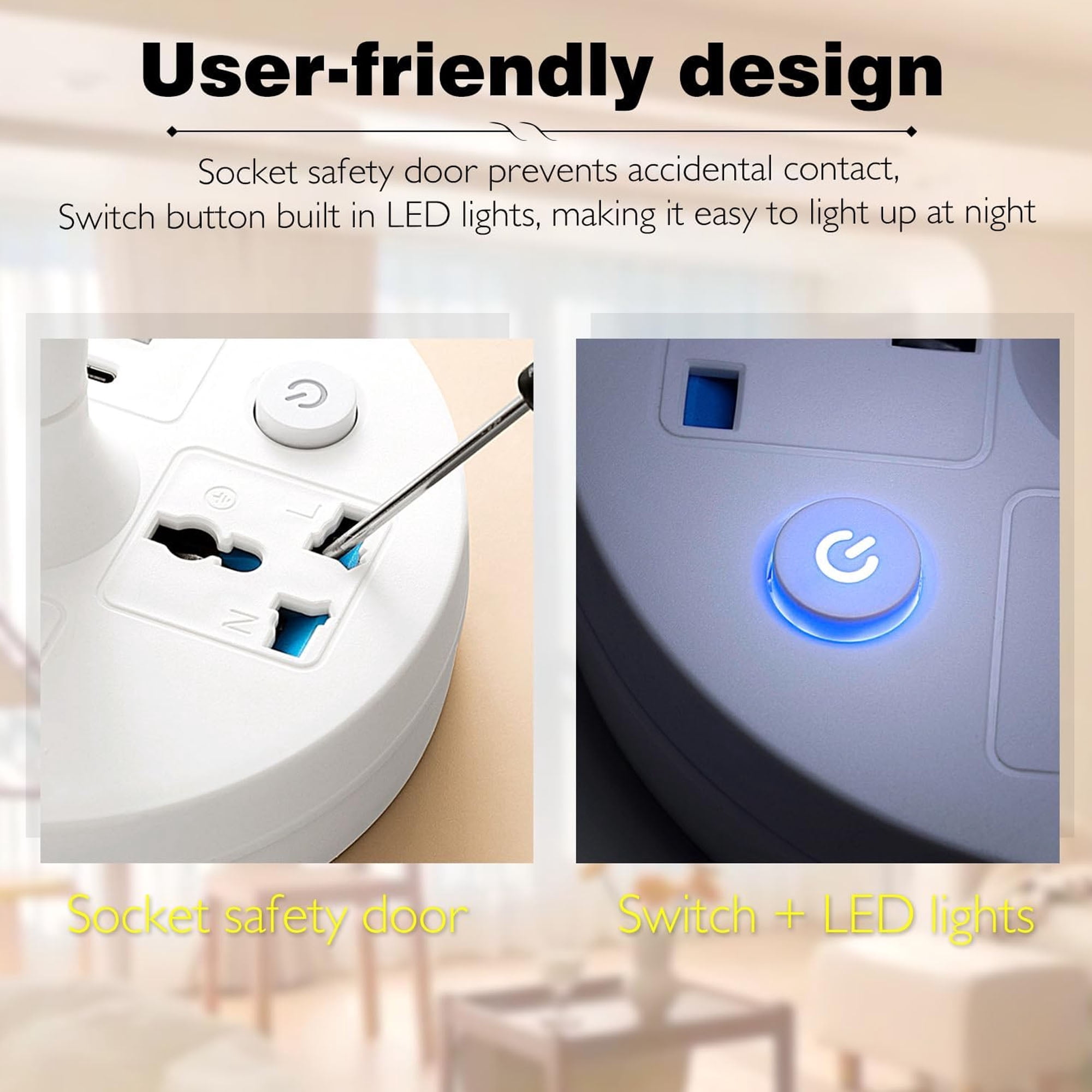 Socket Table Lamp Power Strip, AC Outlets + USB Charging Ports, All-in-one Design Multiple Functions Dimmable Small Reading Desk Lamp , Eye Care LED Nightstand Light for Home Office Dorm Bedside