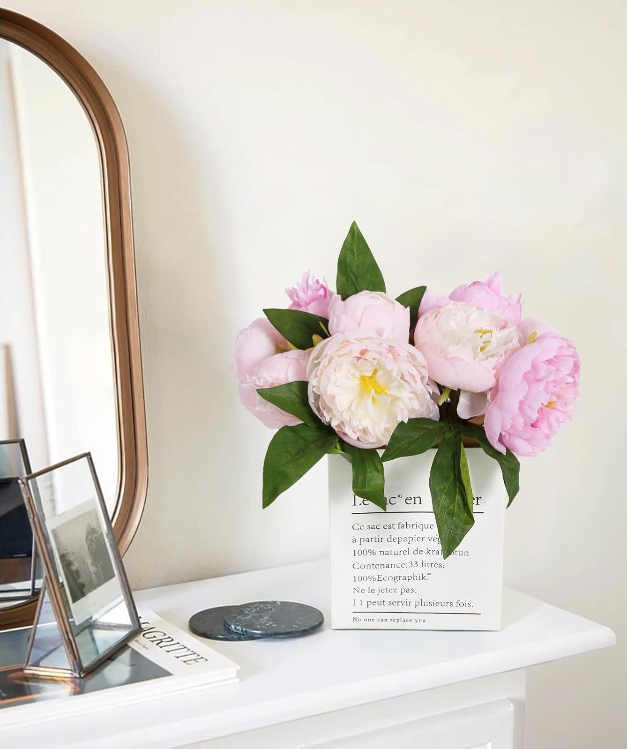 ABCISI 2 Bouquets Artificial Peonies, Silk Flowers 14Heads Vintage Fake Flowers, Faux Peony for Flower Arrangements, Lifelike Decor for Centerpiece Home Table Dining Room (Multi-Pink)