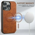 thumbnail image 3 of ELEHOLD for iPhone 15 Pro 6.1" Retro Wallet Case Premium Leather with Card Slots Kickstand Function Magnetic Absorption Compatible with MagSafe Charging Shockproof Protective Case,Khaki, 3 of 11