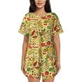 thumbnail image 1 of Fotbe Fruits And Vegetables Conjunto de Pijama Estampado para Mujer, 2 Piezas, Ropa de Dormir con Camiseta de Manga Corta y Shorts Suaves-3X-Large, 1 of 6