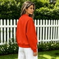 thumbnail image 4 of Women's Mock Neck Sweatshirt, Oversized Long Sleeve Casual Tops for Daily Outdoor Fall Winter Street Wear Orange M, 4 of 8
