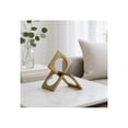 thumbnail image 3 of Geometric Linked Square Sculpture for Home and Bathroom Decor - Metal Decorative Object for Living Room, Office, or Coffee Table - Figurine Accent Display for Shelf Display - 6", Gold & Metallic, 3 of 13