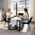 thumbnail image 5 of Modern Faux Leather Dining Chairs Set of 2, Upholstered Kitchen & Dining Room Chairs with Backrest, Durable Metal Legs (Black, Black Legs), 5 of 12