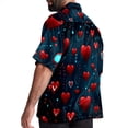thumbnail image 3 of Valentine's Day Love ECG Men's Short Sleeve Beach Shirts, Casual Printed Button Down, Summer Unisex Spread Collar Tops, 3 of 6