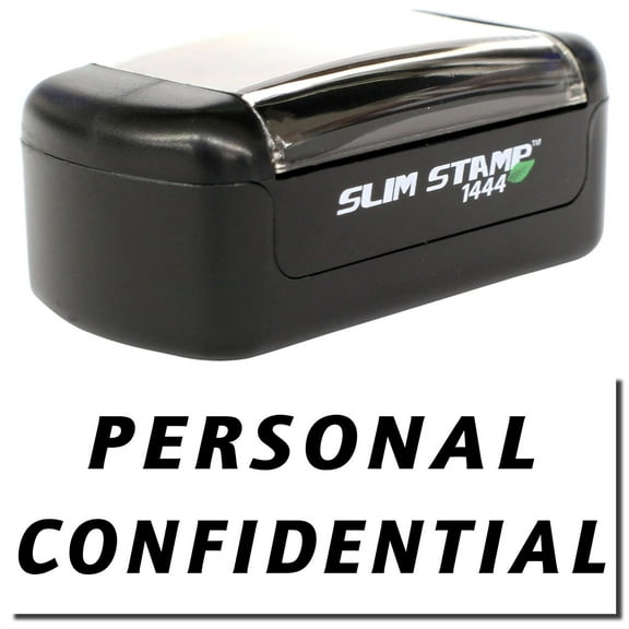 Slim Pre-Inked Italic Personal Confidential Stamp, Slim 1444, Ultra Slim Design, Impression Size 1/2" by 1-3/4", Up to 25,000 Impressions - Black Ink