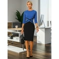 thumbnail image 2 of Unique Bargains Women's Contrast Color 3/4 Sleeve Office Pencil Dresses XS Royal Blue, 2 of 6