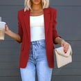 thumbnail image 2 of Olyvenn Trendy Loose Blazers Coats Elegant for Women Solid Slim Fit Business Work Office Lightweight Notched Lapel Collar Womens Suit Button Open Front Casual Long Sleeve Blazer Jackets Red 8, 2 of 6
