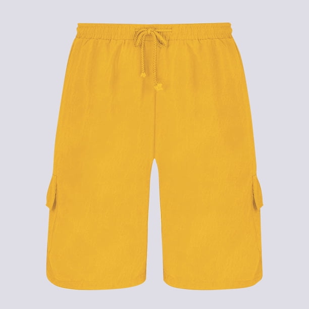pstuiky Pantalones cortos deportivos para hombre, Pantalones cortos casuales de color sólido con cintura elástica y cordón transpirable para hombre Pantalones cortos cargo