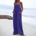 thumbnail image 4 of Fashion Plus Size Jumpsuits for Women with Sleeves Summer Printed Jumpsuit Casual Button Pocket Sleeveless Wide Leg Trousers, 4 of 8
