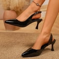 thumbnail image 4 of Xfvqtps Womens Pointed Toe Slingback Heeled Sandals Glossy Patent Leather Kitten Heels Party Casual Dress Shoes, 4 of 9