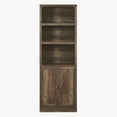 thumbnail image 6 of Euroco 1 Doors Bookshelf with USB Port and 3 Open Shelves Bookcase Side Cabinet Storage Shelves, Rustic Brown, 6 of 7