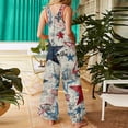 thumbnail image 4 of Iaqnaocc 250 Anniversary Usa Flag Women's Jumpsuits Loose Fit American Flag Stars Sleeveless Wide Leg Summer Adjustable Strap Patriotic Usa Flag Jumpsuits Rompers Khaki 5XL, 4 of 6