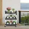 thumbnail image 7 of 3-Tier Folding Service Cart with 360° Swivel Wheels, Foldable Utility Cart, Collapsible Service Cart for Home, Office, Garage, Warehouse, 7 of 7