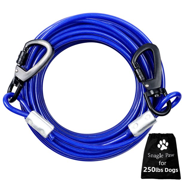 Snagle Paw 30 FT Heavy Duty Dog Tie Out Cable for Dogs Up to 250lbs