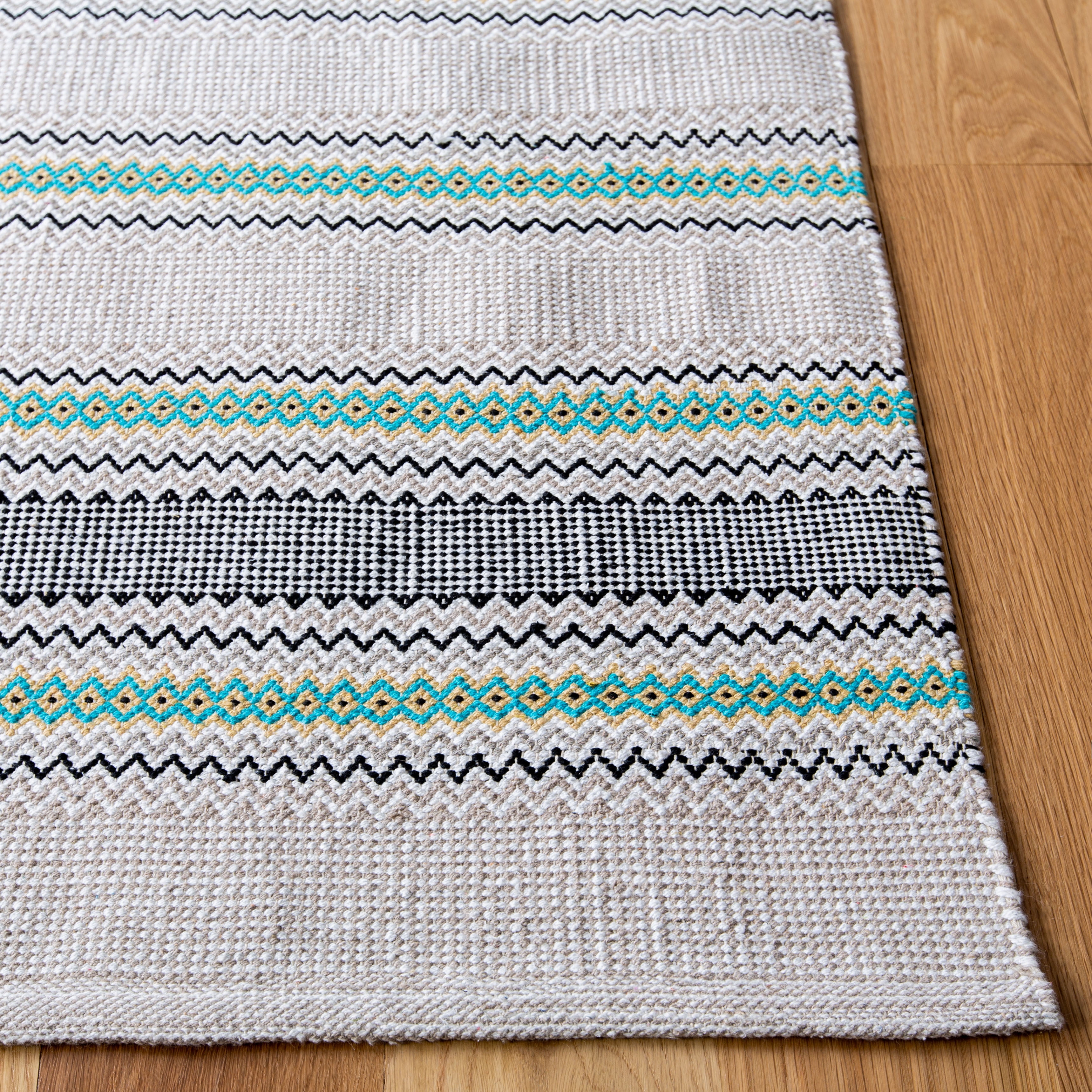 SAFAVIEH Montauk Spots Geometric Striped Cotton Runner Rug, Turquoise, 2'3" x 8'