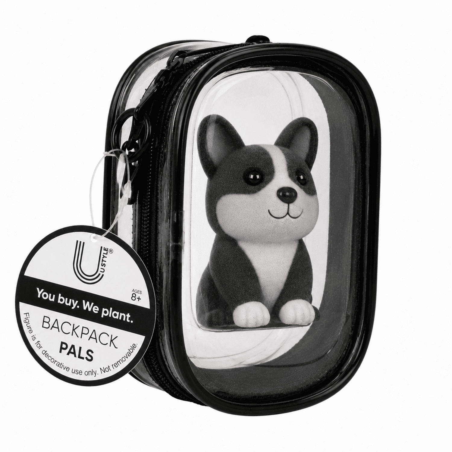 U Style Flocked Corgi Keychain Trinket Pouch - Black Case