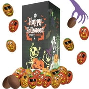 Halloween Pumpkin Pals, Trick-Or-Treat Party Bag Fillers, Individually Wrapped In Multi-Color Pumpkin Face Design Foils, Kosher Certified, Box (1 Pound)