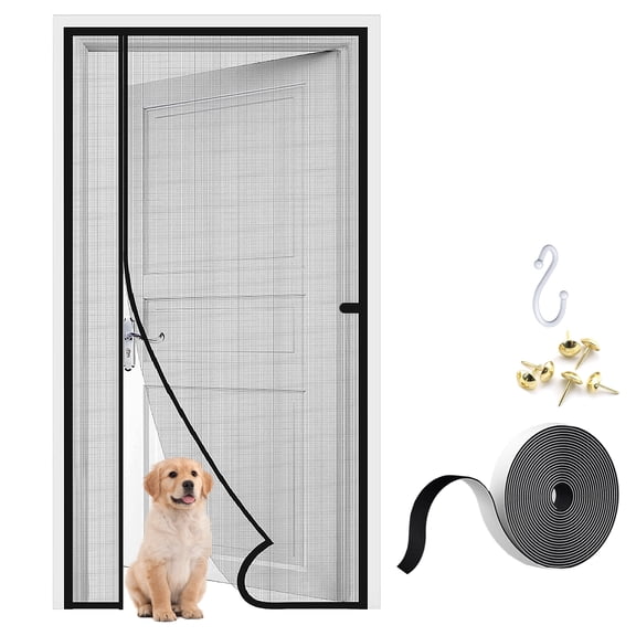 Magnetic Screen Door - Self-Sealing, Heavy Duty, Hands-Free Mesh Partition Keeps Bugs Out , For Front Doors, Sliding Doors, Pet and Child Friendly 36 x 82 in.