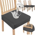 thumbnail image 4 of OUSITAID 4Pcs Waterproof Chair Seat Cover  Stretch Jacquard Chair Seat Cushion Cover  Removable Chair Seat Slipcovers Protector for Dining Room Home Kitchen  Dark Blue, 4 of 11