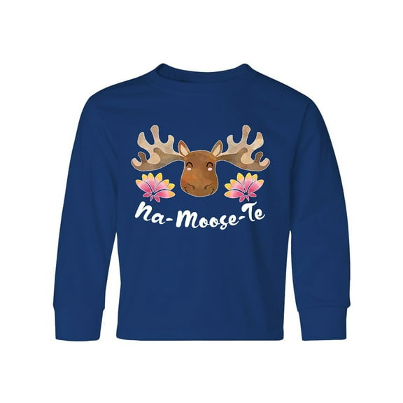 Inktastic Na-Moose-Te Cute Moose Greeting Long Sleeve Youth T-Shirt