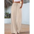 thumbnail image 2 of Women'S Linen Summer Palazzo Pants Flowy Wide Leg Beach Pants with Pockets Color M, 2 of 9