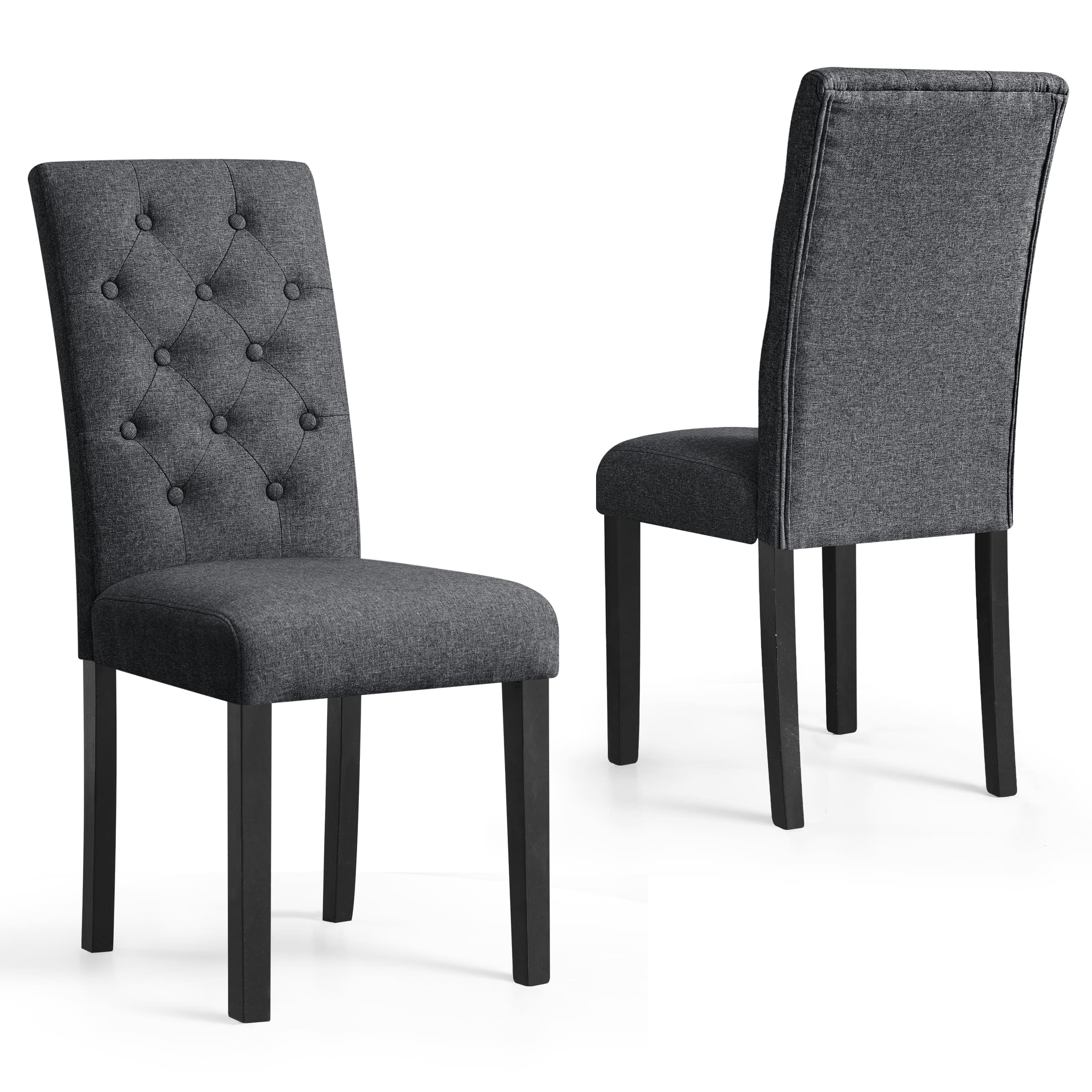 Subrtex Fabric Upholstered Dining Chairs Set of 2, Modern Kitchen and Dining Room Chairs, Dark Grey