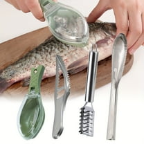 Stainless Steel Fish Scale Remover 4-Piece Set - Kitchen Fish Scaler and Cleaner with Bottle Opener, Professional Fish Skin Grater and Scraper Tools