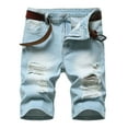 thumbnail image 2 of JGTDBPO Jean Shorts for Men Ripped Jean Short Distressed Denim Shorts Summer Casual Classic Straight Jeans Shorts with Pocket, 2 of 9