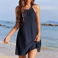 thumbnail image 2 of Penkiiy Womens Swimsuit Cover Up Hollow Out Crochet Coverups Sleeveless Beach Dress Tank Bikini Cover Ups L Navy, 2 of 5