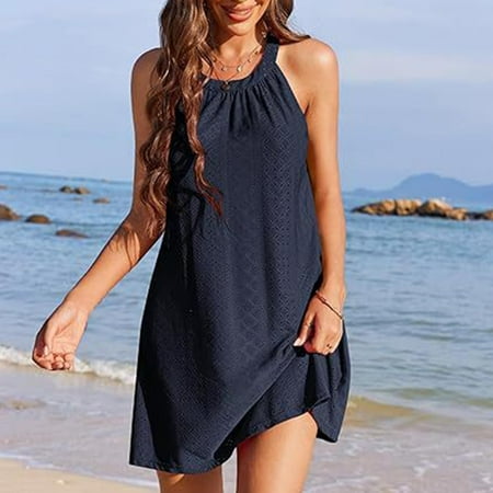 Taylonsss Clearance Women s Swimsuit Cover Up Hollowed Out Crochet Cover Up Sleeveless Beach Dress Tank Top Bikini Cover Up