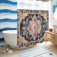 thumbnail image 5 of No Hook Shower Curtain, Vintage Boho Shower Curtains for Bathroom with See Through Top Window, Middle Century Western Geometric Abstract Art Waterproof & Washable Bath Curtain Stall 48"x72", 5 of 9