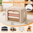 thumbnail image 2 of 4 Pack 66L Clothes Storage Bins with Metal Frame, Foldable Organizer Box with Clear Window and Handles for Closet, 20x16x13 inch, Beige, 2 of 7