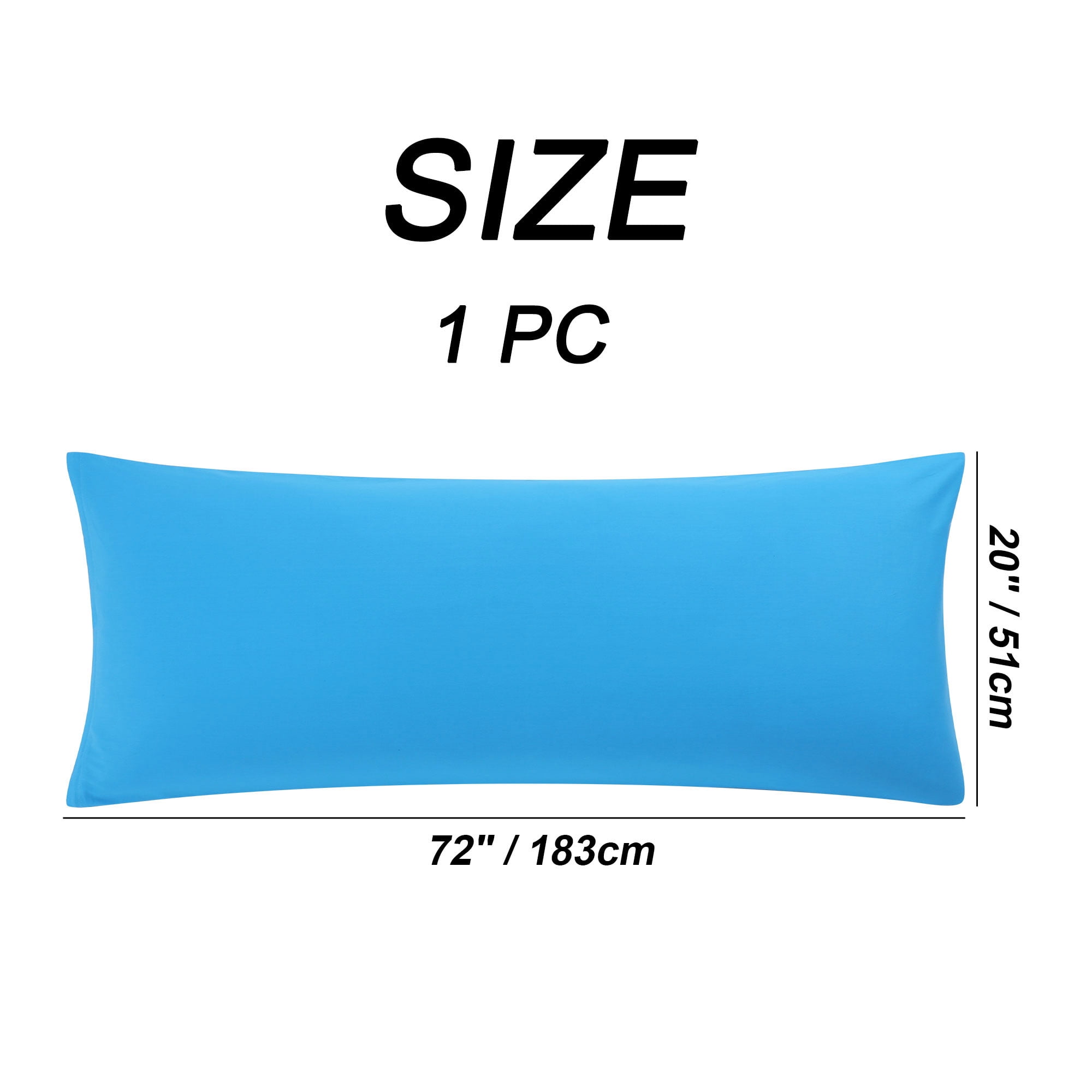 Unique Bargains Cotton Zippered Body Pillowcase Pillow Cover Blue 20" x 48"