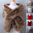 thumbnail image 4 of dianhelloya Female Shawl Fluffy Faux Fur Solid Color Thicken Fine Touch Autumn Winter Long Style Ponchos Scarf Streetwear P One Size, 4 of 8