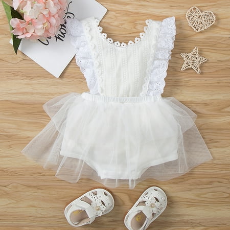 

Newborn Infant Baby Girl Ruffle Lace Bodysuit Romper Jumpsuit Overall Tulle Skirt Outfits