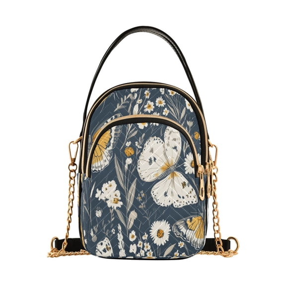 Garden Blooms and Butterflies Women's Crossbody Handbags Leather Crossbody Bags Fanny Pack Chest Bag for Travel