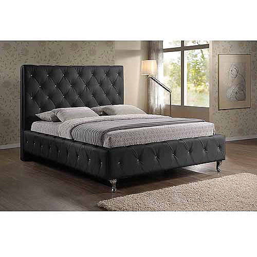 Baxton Studio Stella Queen Crystal Tufted Modern Bed with ...