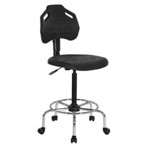 Black Self Skinned Urethane Intermediate Drafting Chair in Chrome Base