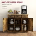 thumbnail image 3 of HOMCOM Kitchen Storage Cabinet, Sideboard Floor Cupboard with Solid Wood Top, Adjustable Shelf, and 3 Drawers for Living Room, Brown, 3 of 9