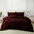 thumbnail image 2 of D.N.G. BEDDINGS 1 Piece Luxurious Diamond Ruffle Comforter Super Soft, All Season Pintuck 800 Thread Count, 100% Egyptian Cotton, Oversized Super King Size Wine Color, 2 of 9
