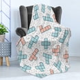 thumbnail image 4 of 90s Soft Flannel Fleece Blanket, Geometric Patterns in Retro Memphis Style Abstract Artwork with Rectangles Simple Art, Cozy Plush for Indoor and Outdoor Use, 50" x 70", Black Blue, by Ambesonne, 4 of 5