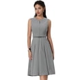 thumbnail image 1 of Vestido sin mangas Hobemty para Mujer Gris L con Cinturón y Cremallera, 1 of 6