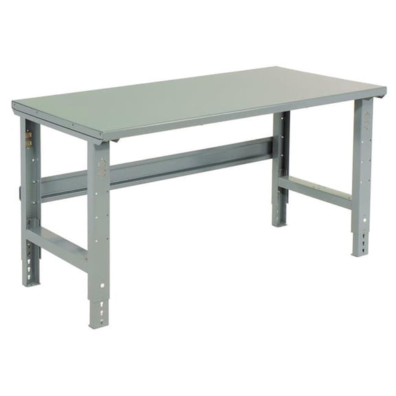 Global Industrial GBE183152 Standard Duty Steel Top Adjustable Height Workbench, 2000 lbs, 60 x 30 x 30.88 to 36.88 in., Gray