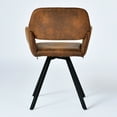 thumbnail image 3 of Homy Casa Ensemble de 2 Chaises de Réception avec Rembourrage Pivotant, Dossier Moderne Ajouré, Pattes en Métal, Suède Brun, 3 of 5