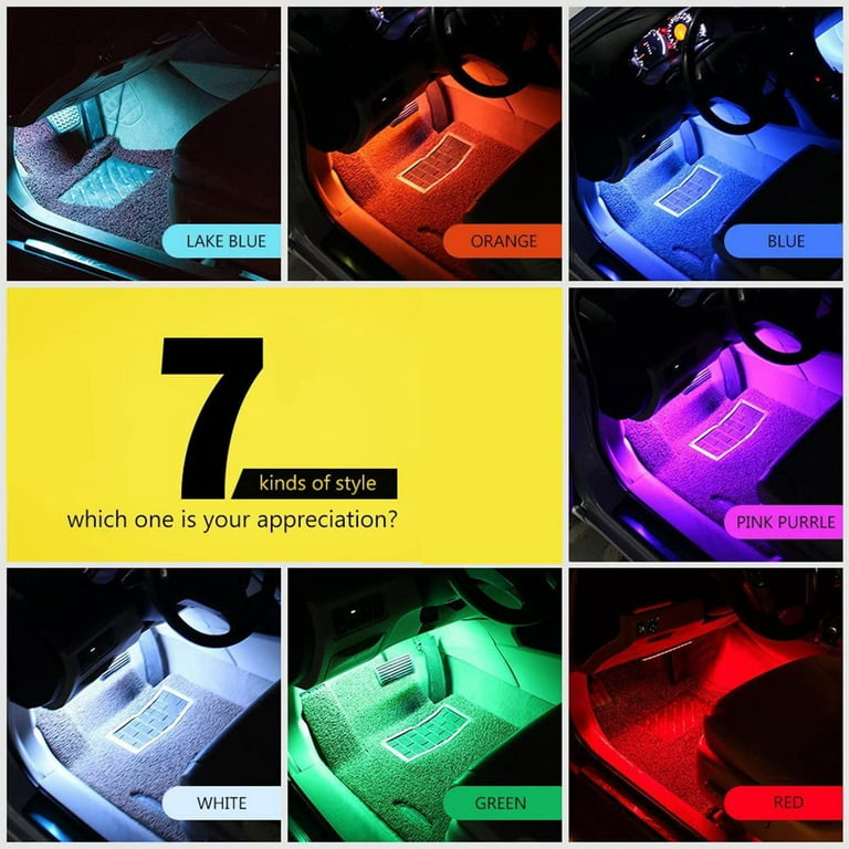 Car LED Strip Light, Ej'S SUPER CAR 4Pcs 36 LED Car Interior Lights under  Dash